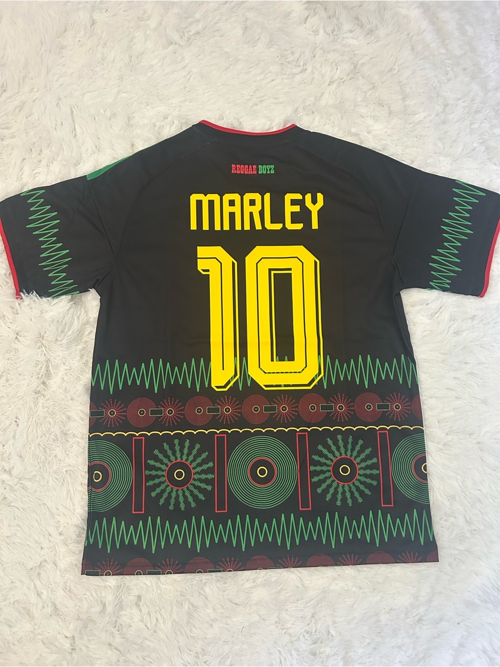 adidas Black Jersey with Red, Green & Yellow Accents